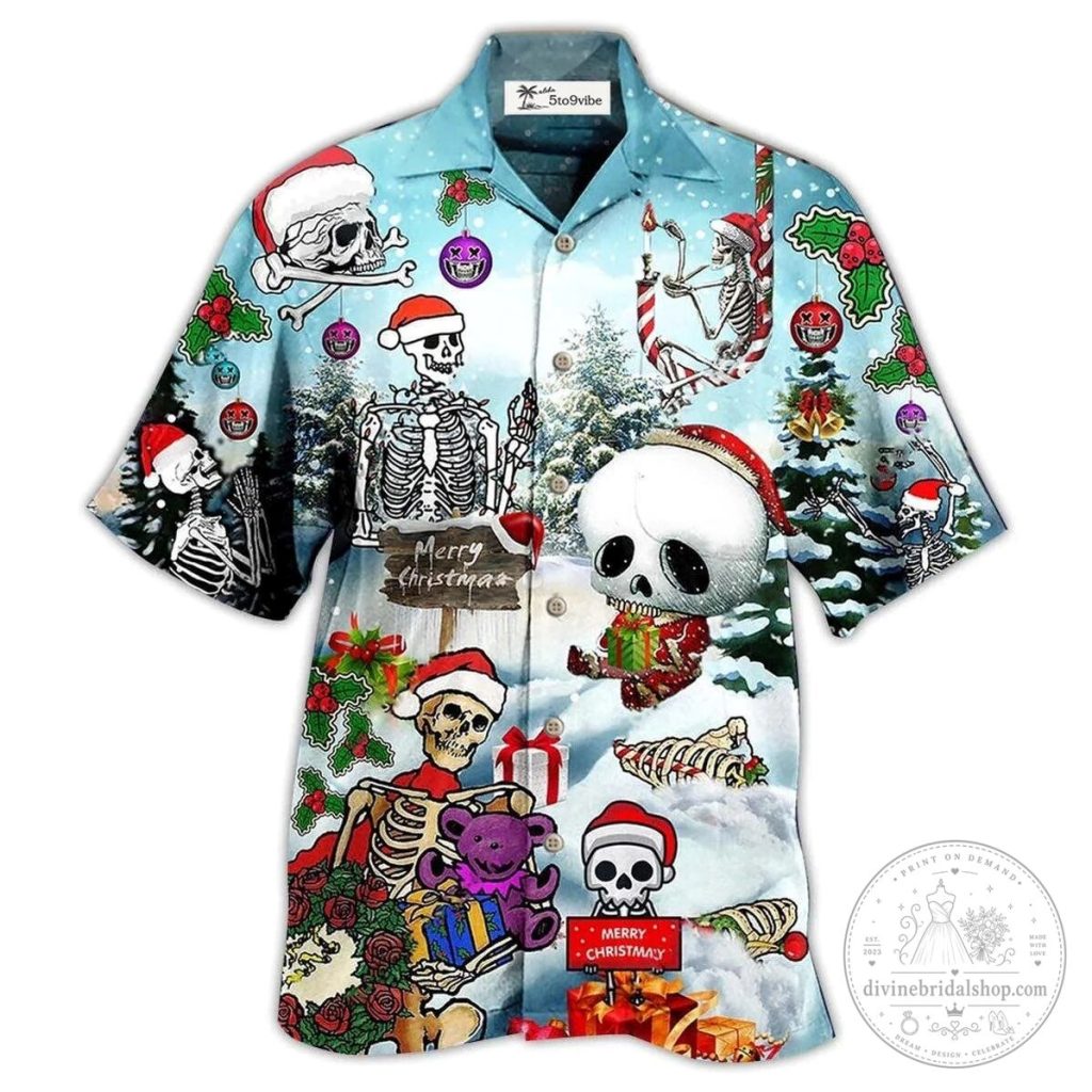 Christmas Skeleton Snow Scene Hawaiian Shirt 36 Christmas Skeleton Snow Scene Hawaiian Shirt