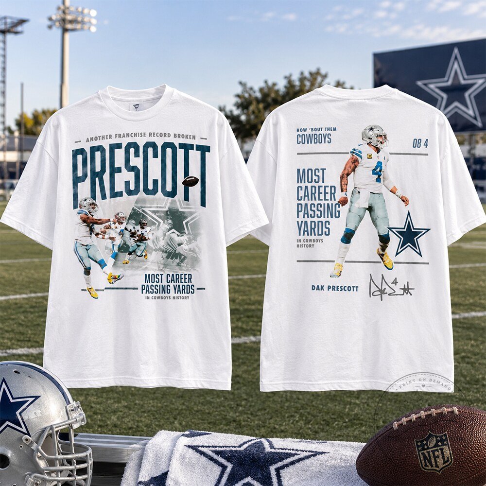 Dak Prescott Dallas Cowboys Record Breaking Passing Yards Shirt
