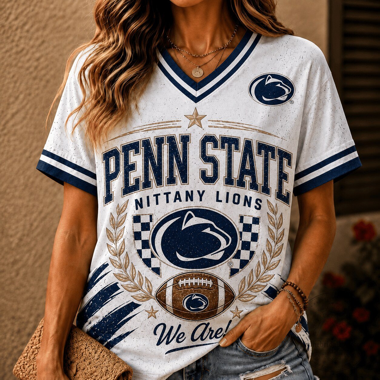 Penn State Nittany Lions Football Crest Legacy V-Neck T-Shirt