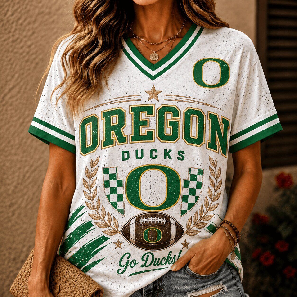 NCAA Oregon Ducks Football Legacy V-Neck Tee Shirt