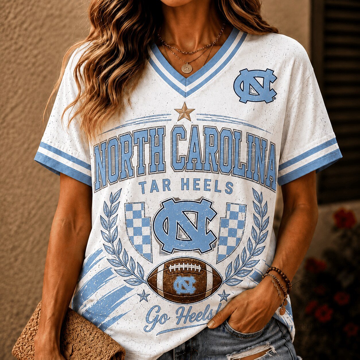 North Carolina Tar Heels Football Legacy V-Neck T-Shirt