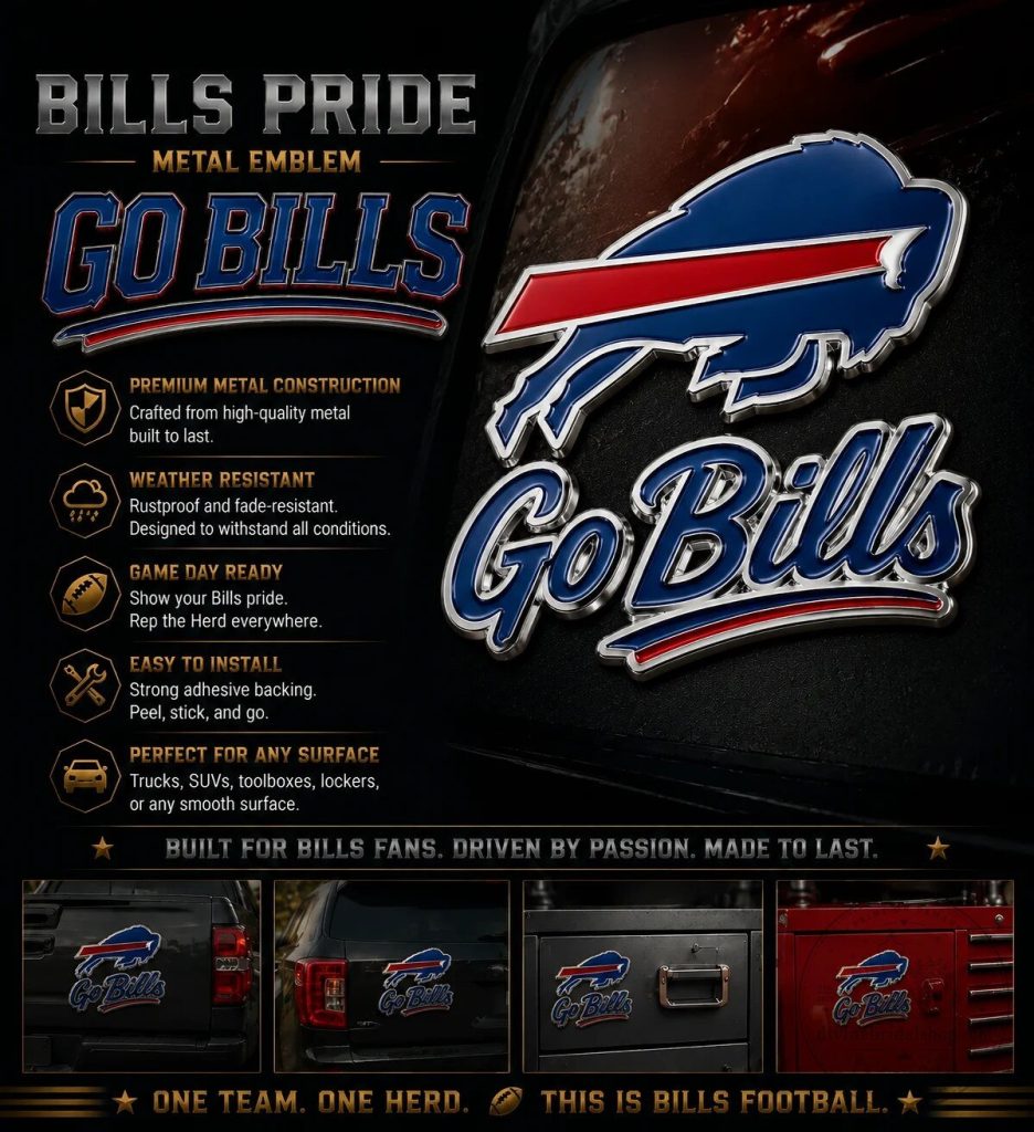 Buffalo Bills Go Bills Metal Car Emblem Badge Decal