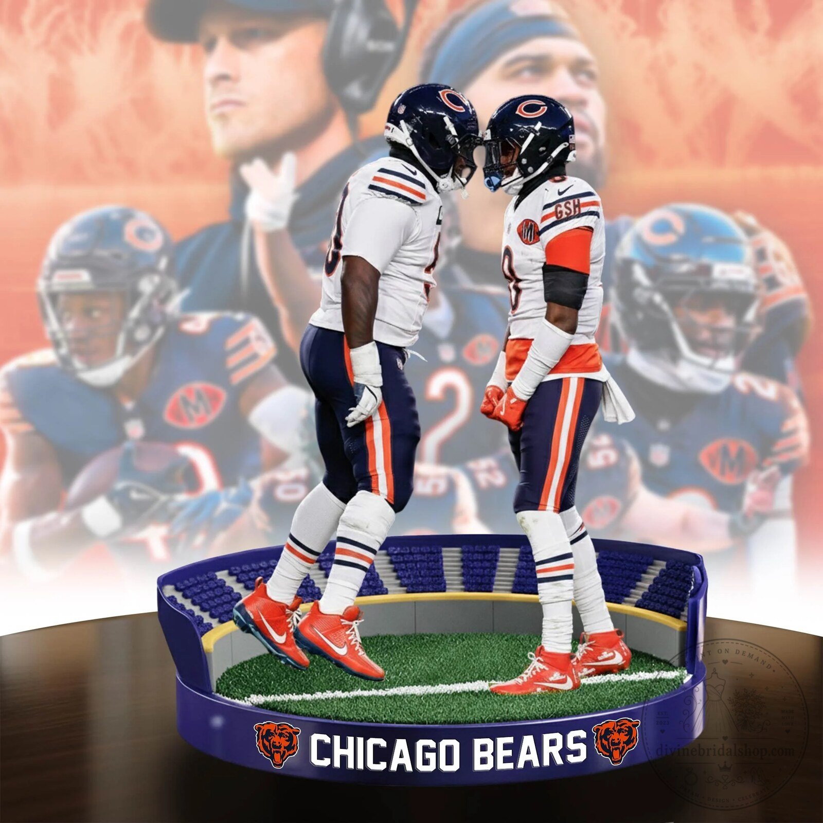 Chicago Bears Football Player Showdown Stadium Christmas Ornament