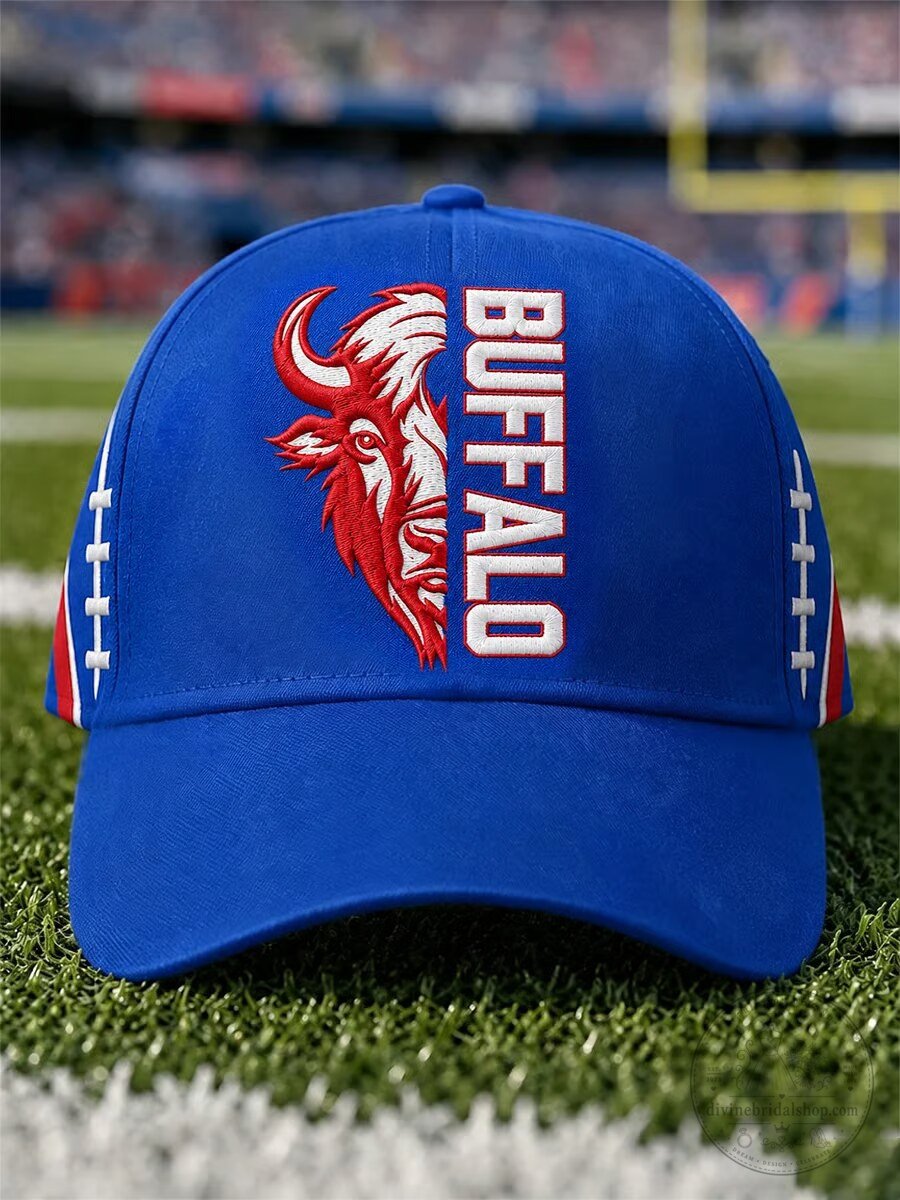 Embroidered Blue Baseball Cap Hat featuring the Buffalo Football Team