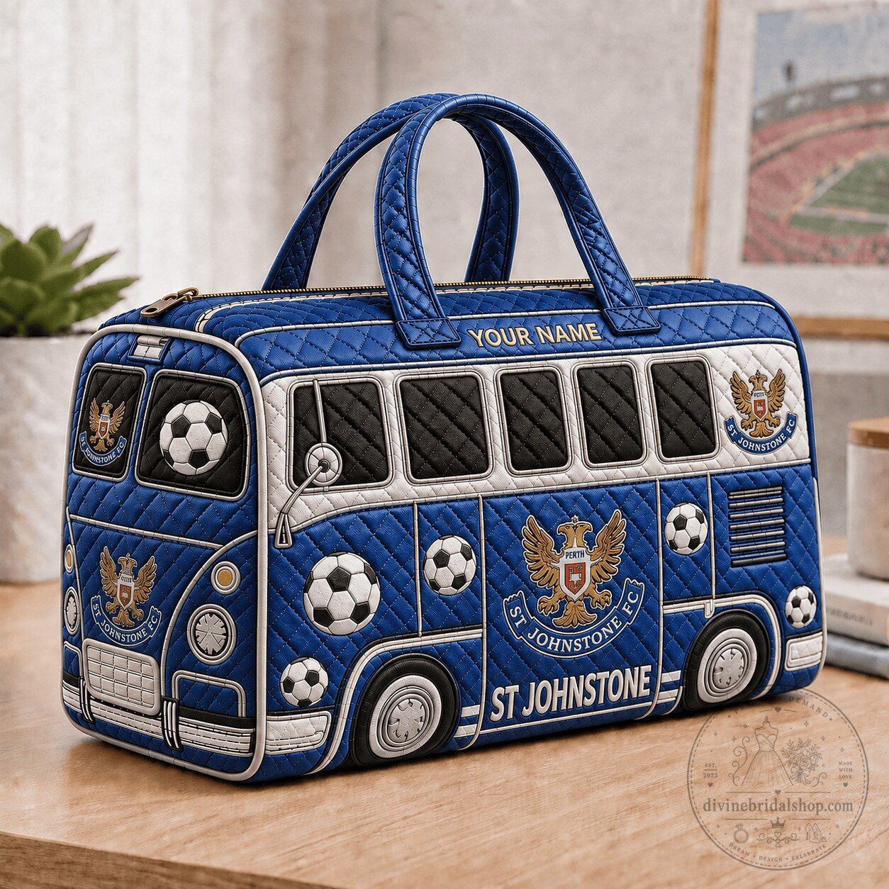 St Johnstone Football Club Scottish Premiership Quilted Bus Style Duffel Bag