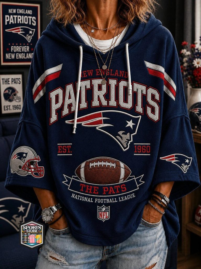 New England Patriots National Football League Navy Blue Hoodie for Women