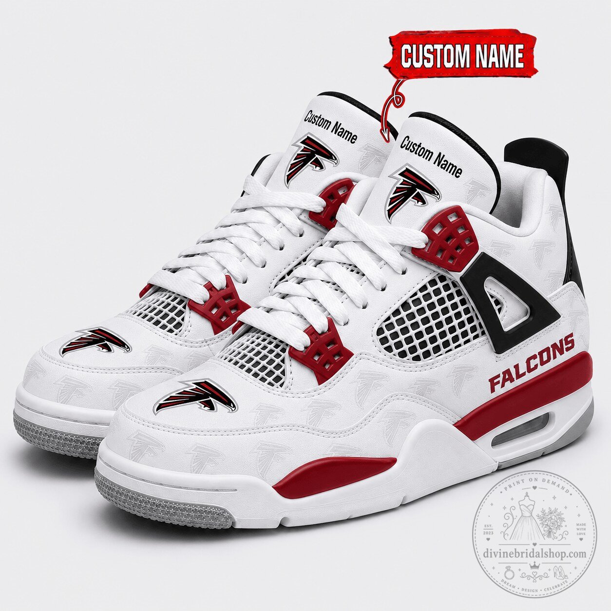 Atlanta Falcons Personalized Air Jordan 4 Style Shoes