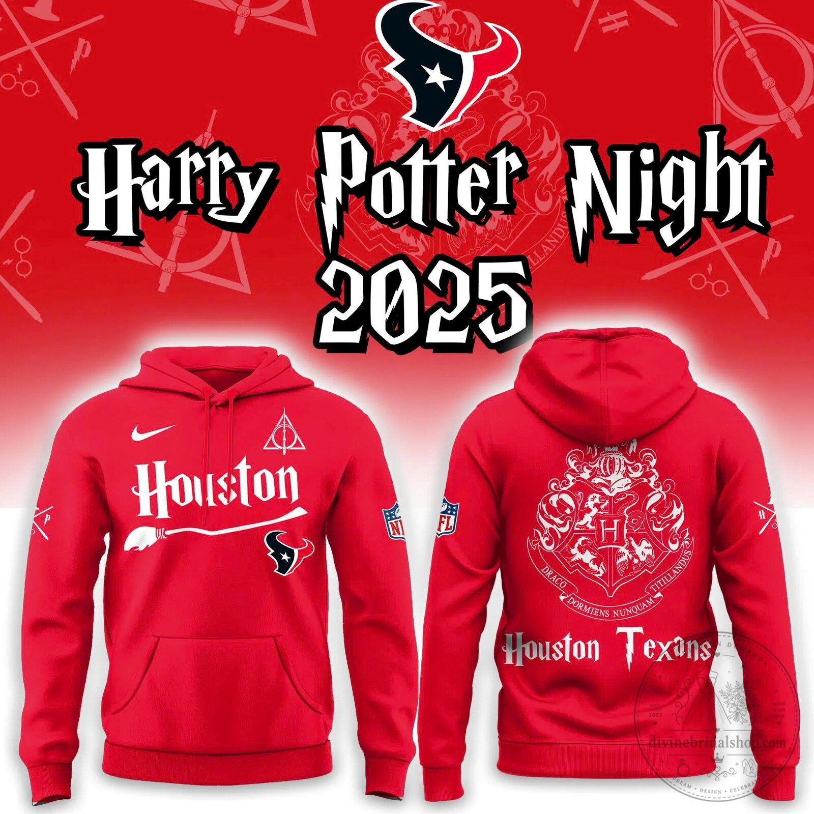 Houston Texans Harry Potter Night 2025 Hogwarts Crest Hoodie
