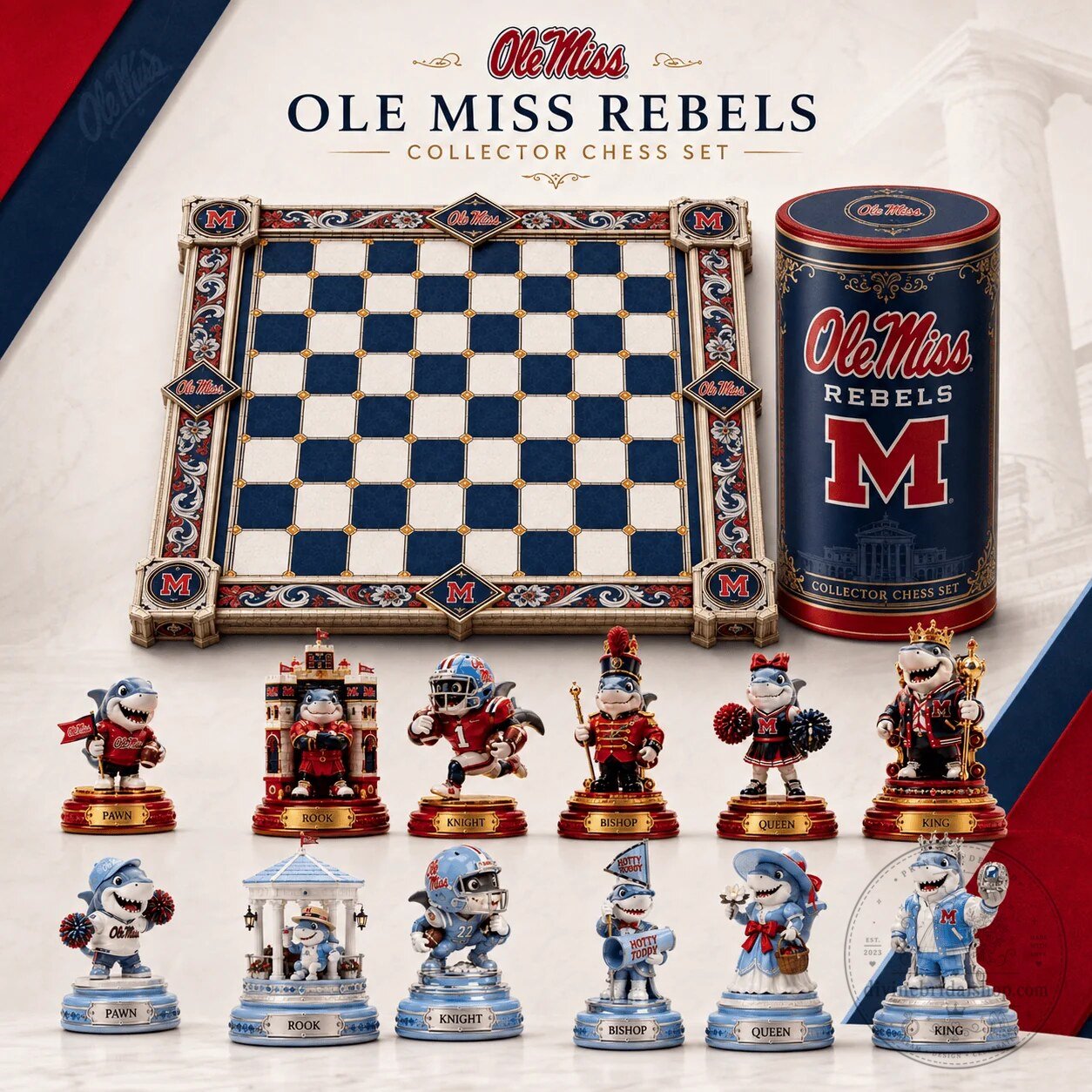 Collector Chess Set featuring the Ole Miss Rebels