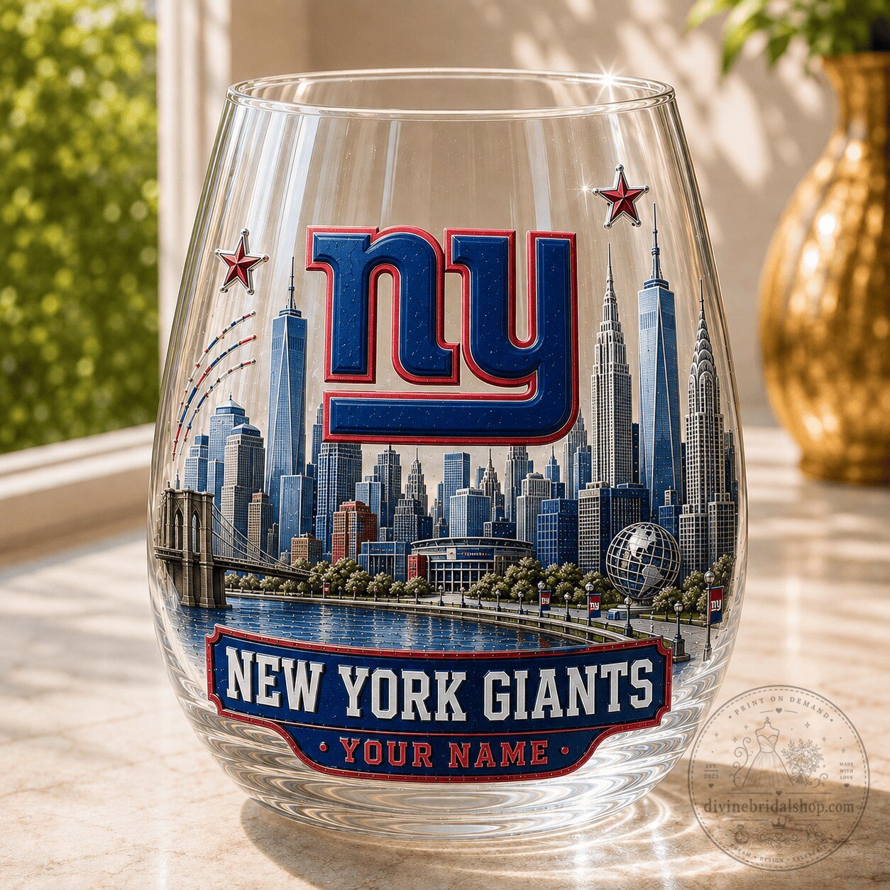 New York Giants National Football League Stemless Wine Glass