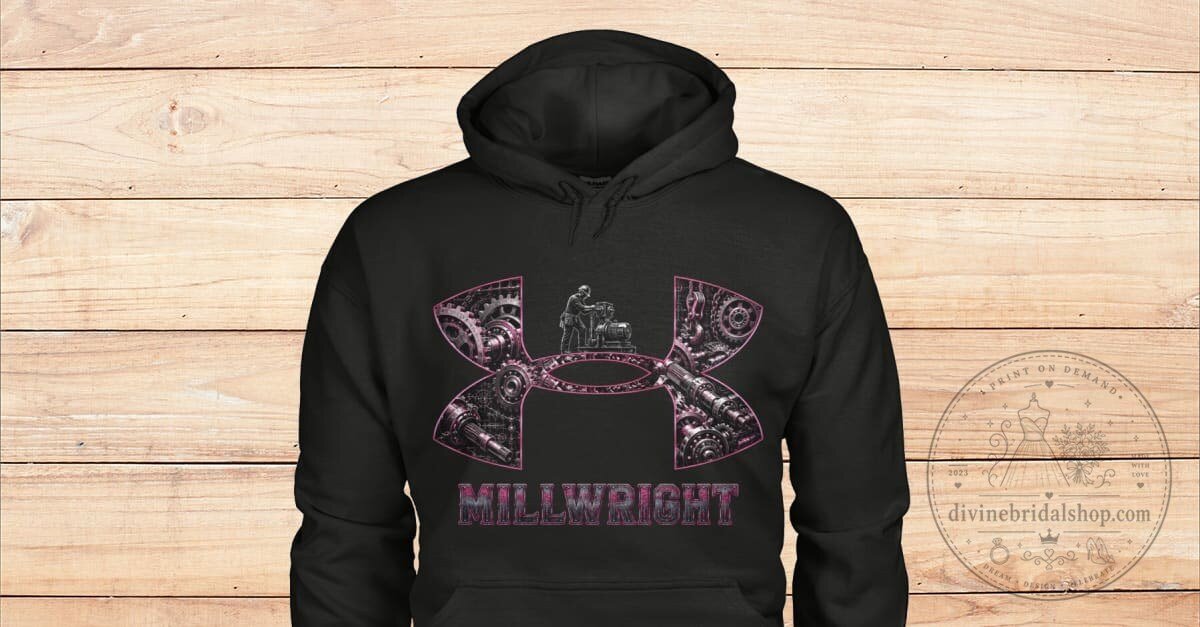 Millwright Pink Gears Industrial Worker Black Pullover Hoodie