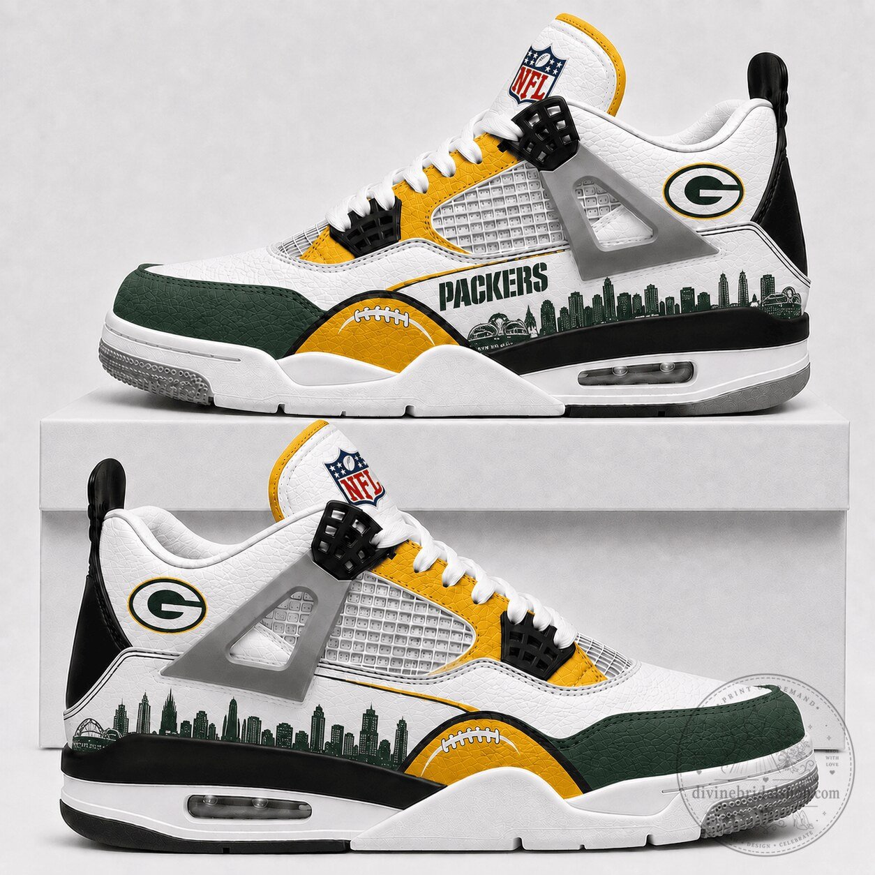 Green Bay Packers National Football League Air Jordan 4 Style Sneakers