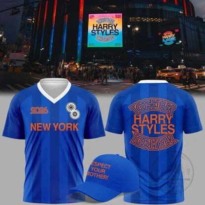 Harry Styles New York Together Blue Striped Soccer Jersey