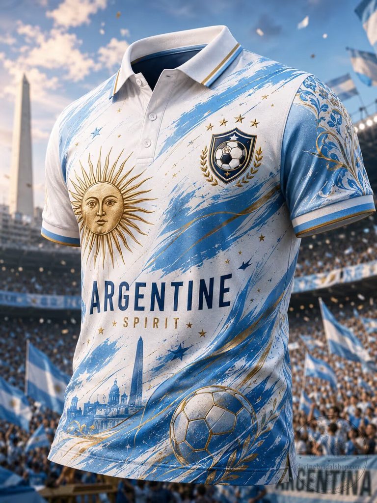 Argentina Soccer Team Spirit Polo Shirt for Men and Women