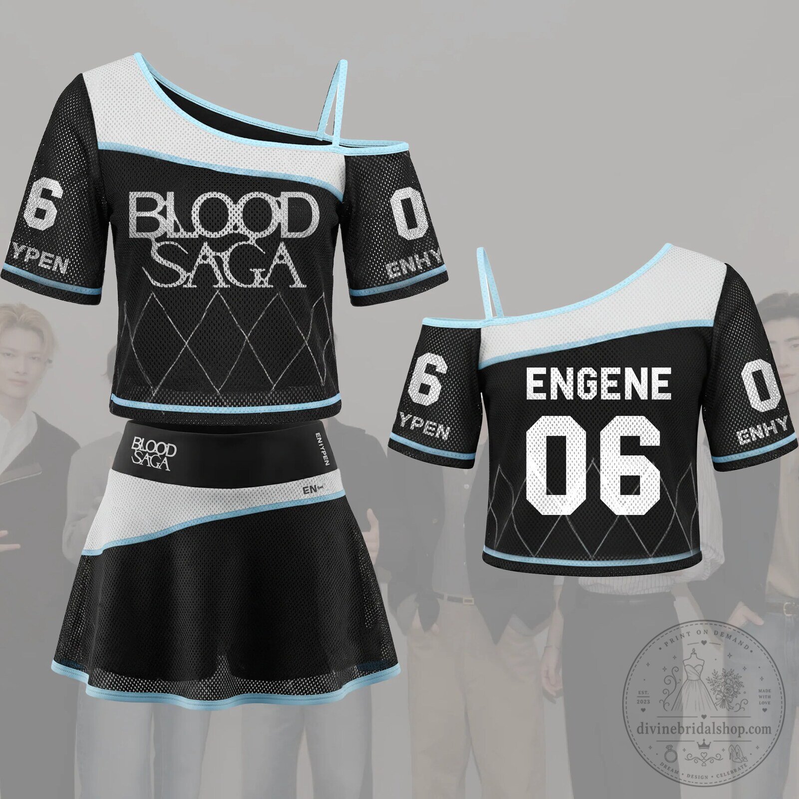 Enhypen Fans Blood Saga The Sin World Tour Off Shoulder Mesh Crop Top