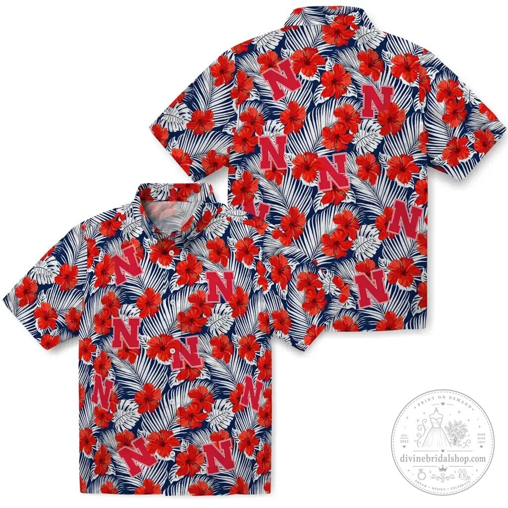 Nebraska Cornhuskers Hawaiian Shirt Red Hibiscus Floral Summer Apparel