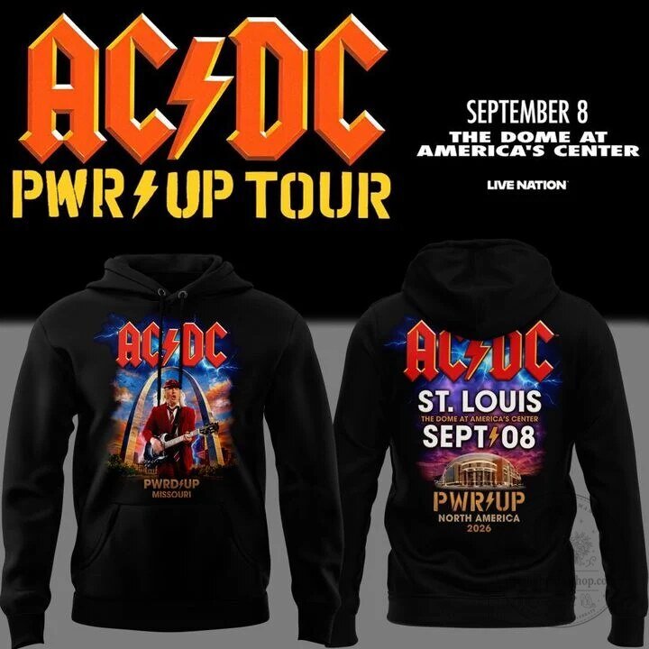 AC/DC Power Up Tour St. Louis Missouri Concert Event Black Hoodie