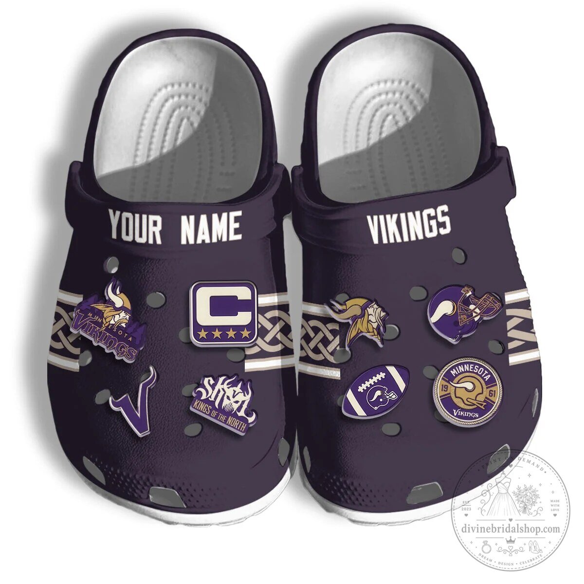 Minnesota Vikings Custom Name Football Team Fan Clogs