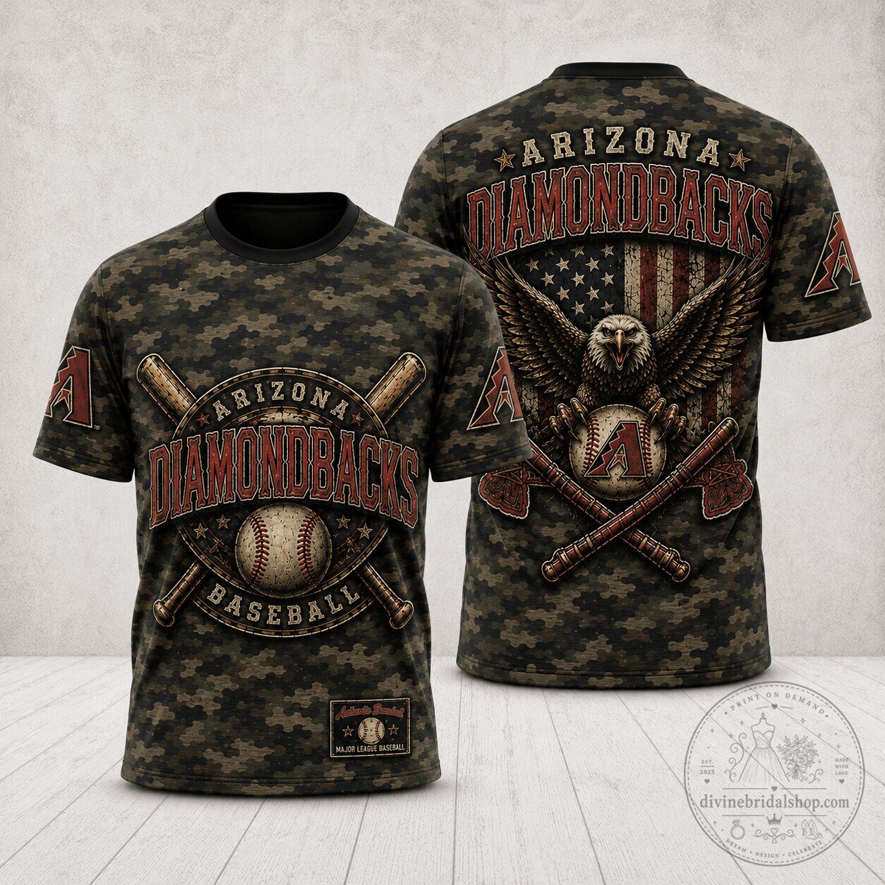 Arizona Diamondbacks MLB Baseball Shirt Vintage Eagle Camouflage T-Shirt