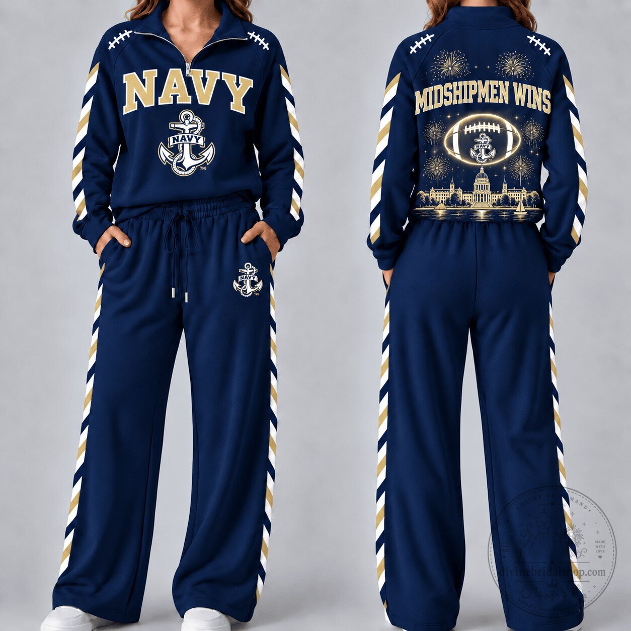 Navy Midshipmen Women's Game Day Quarter Zip Tracksuit Set