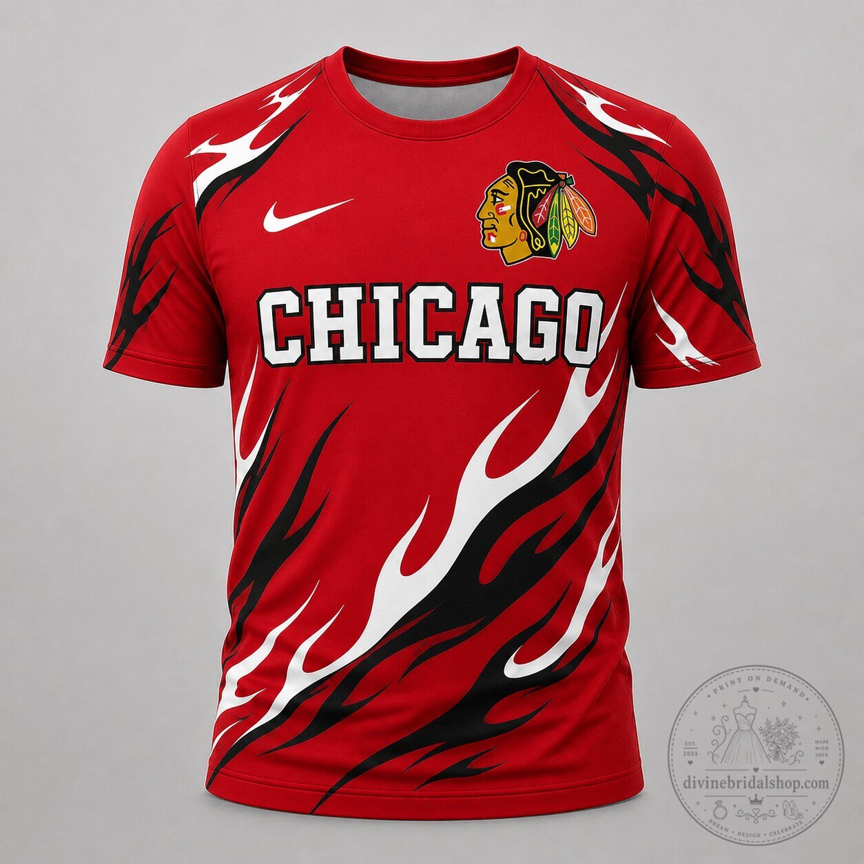 Chicago Blackhawks NHL Fan Shirt, Flame Graphic Game Day T-Shirt