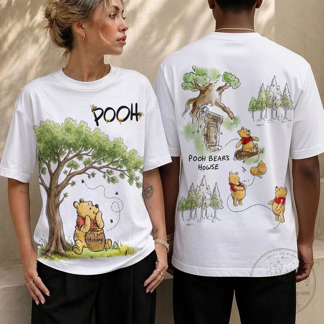 Winnie The Pooh Bear Under Tree Honey Pot White T-Shirt