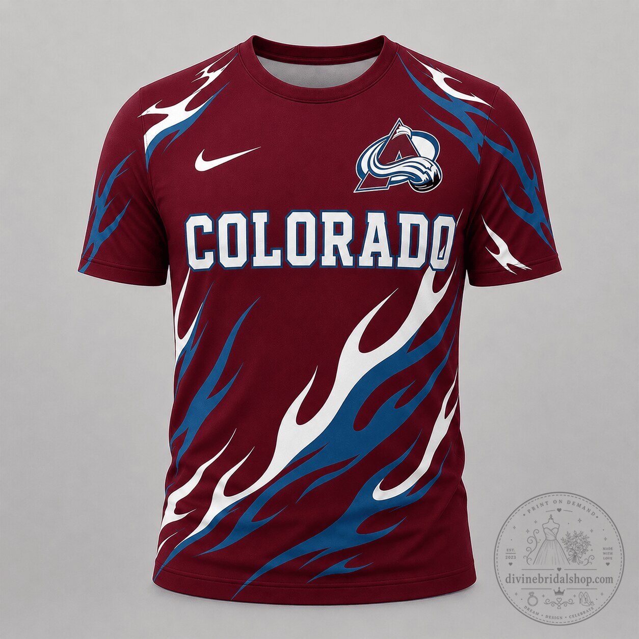 Colorado Avalanche NHL Fan Shirt, Flame Graphic Game Day T-Shirt