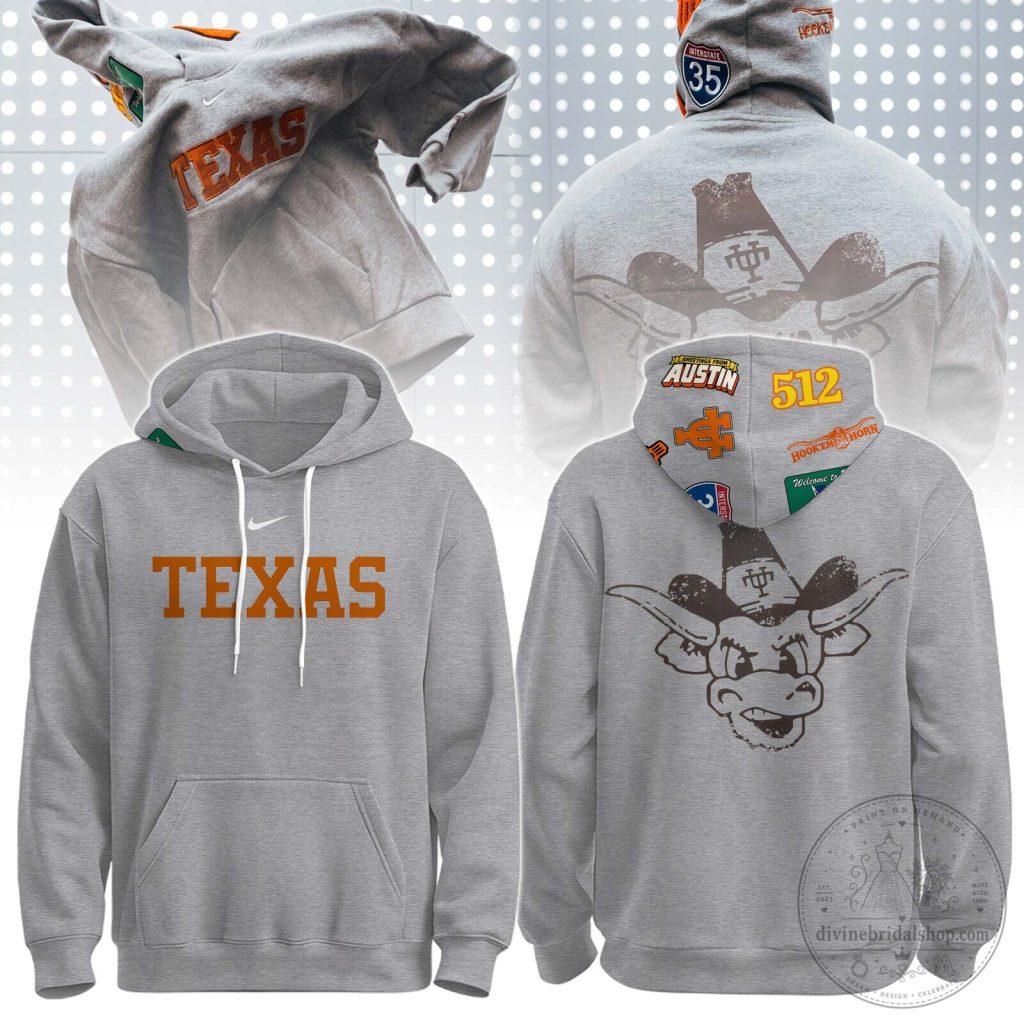 University of Texas Longhorns Bevo Mascot Vintage Gray Hoodie University of Texas Longhorns Bevo Mascot Vintage Gray Hoodie