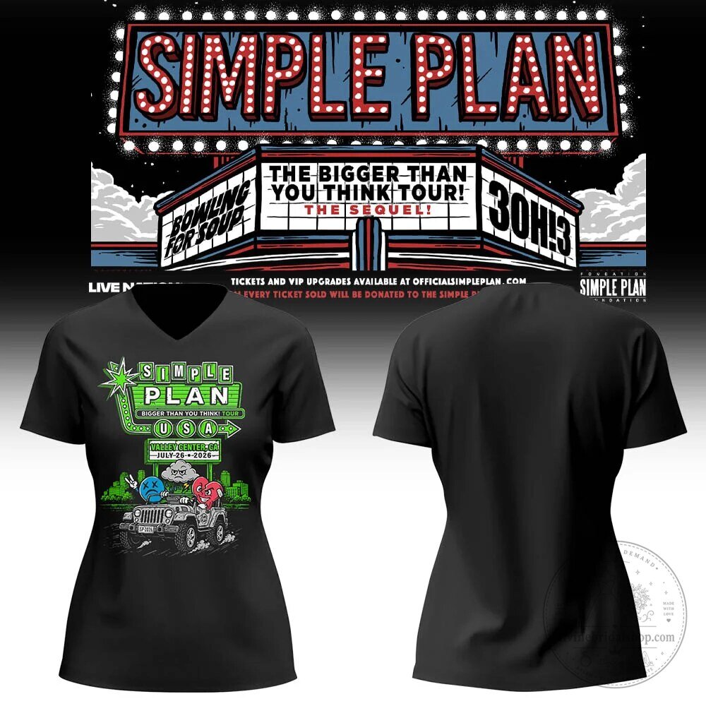Simple Plan The Bigger Than You Think Tour 2026 Valley Center Concert T-Shirt