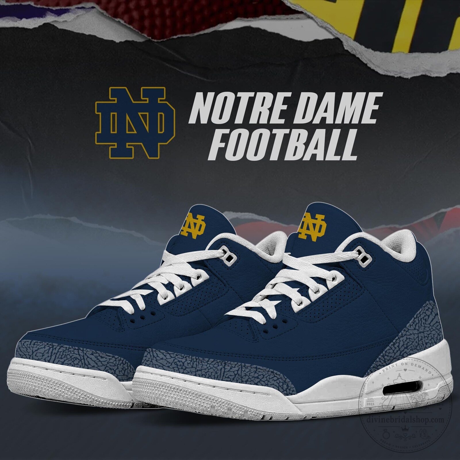 Notre Dame Fighting Irish Football Team Logo Custom Sneakers Shoes