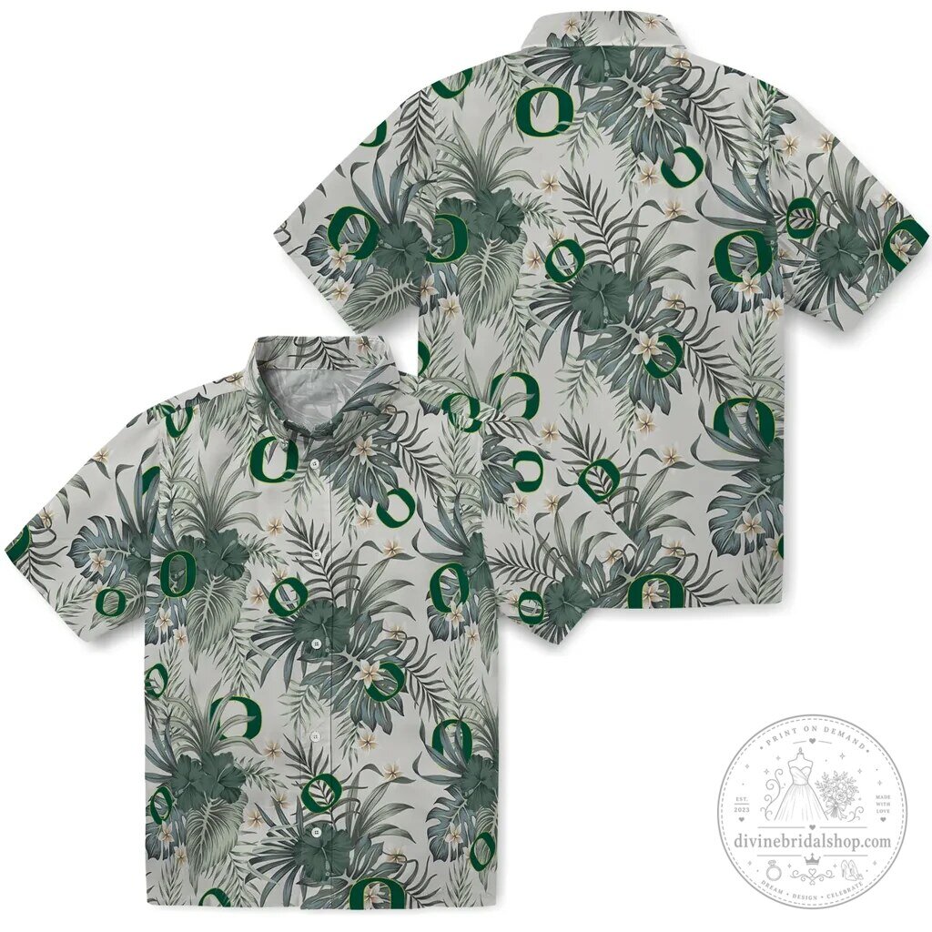 Oregon Ducks Hawaiian Shirt Tropical Leaves Pattern 1 Oregon Ducks Hawaiian Shirt Tropical Leaves Pattern