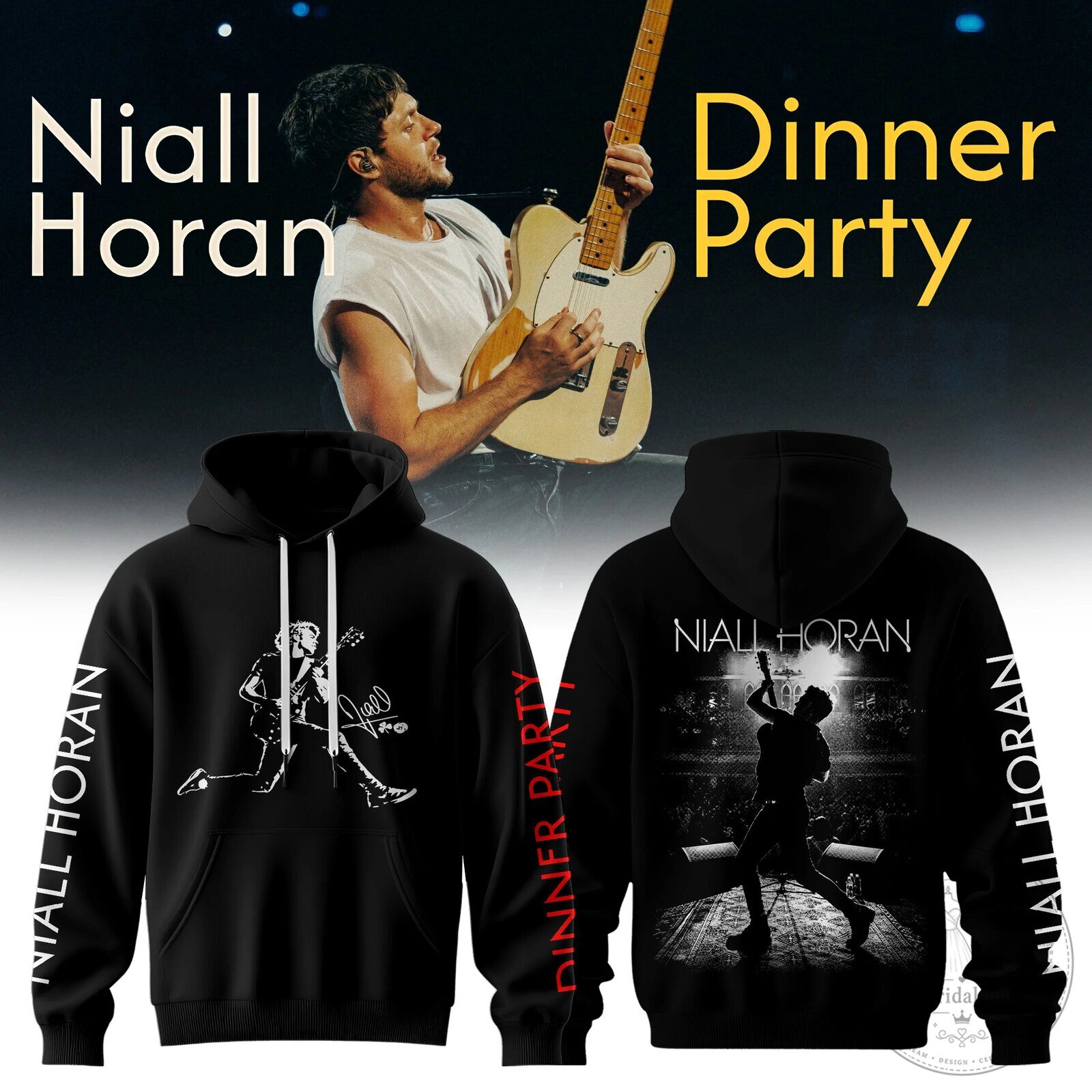 Niall Horan Dinner Party Tour Black Graphic Hoodie