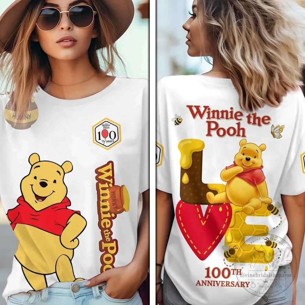 Winnie the Pooh 100th Anniversary Love Honeycomb Design T-Shirt