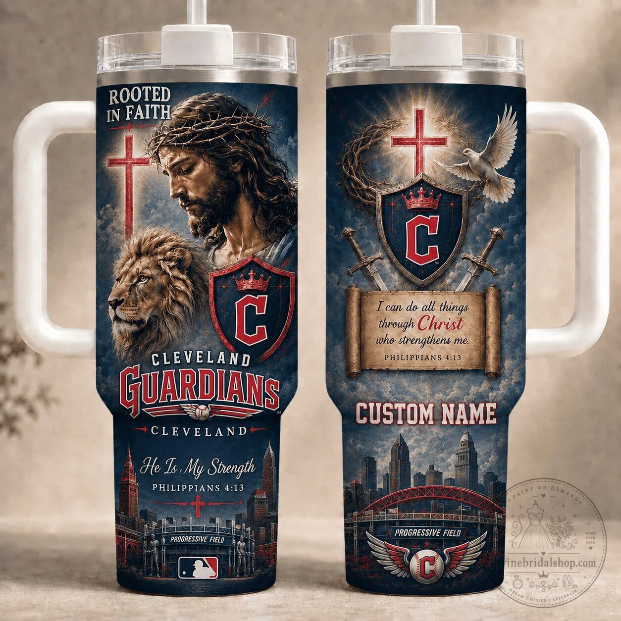 Cleveland Guardians Rooted In Faith Jesus Christ Philippians 4:13 Tumbler