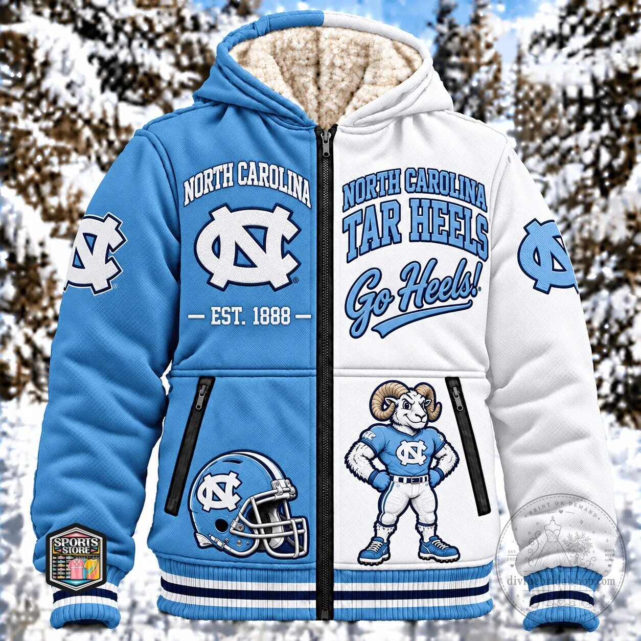 North Carolina Tar Heels NCAA College Football Sherpa Lined Hoodie