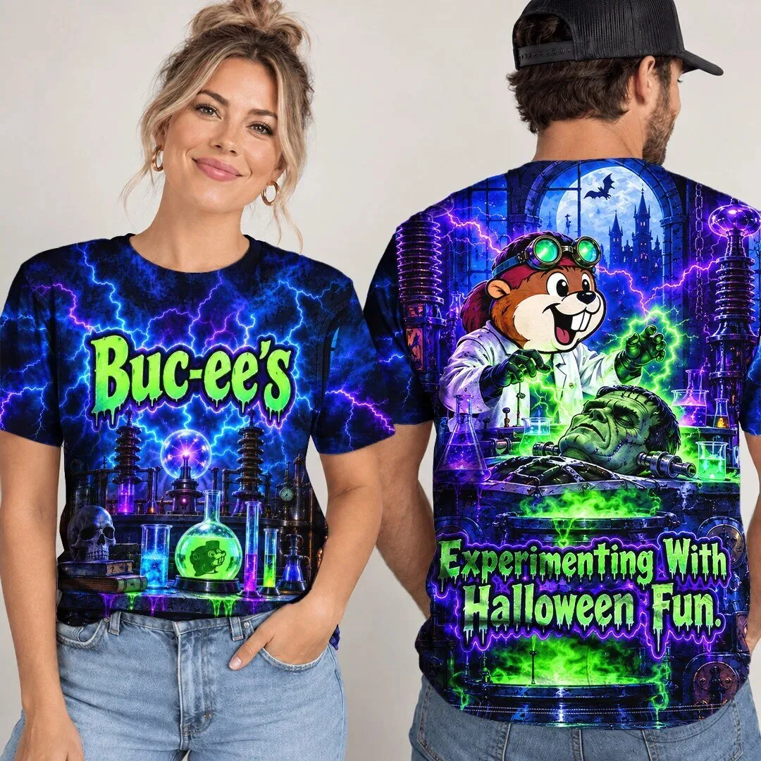 Buc-ee's Halloween Mad Scientist Experimenting Beaver T-Shirt