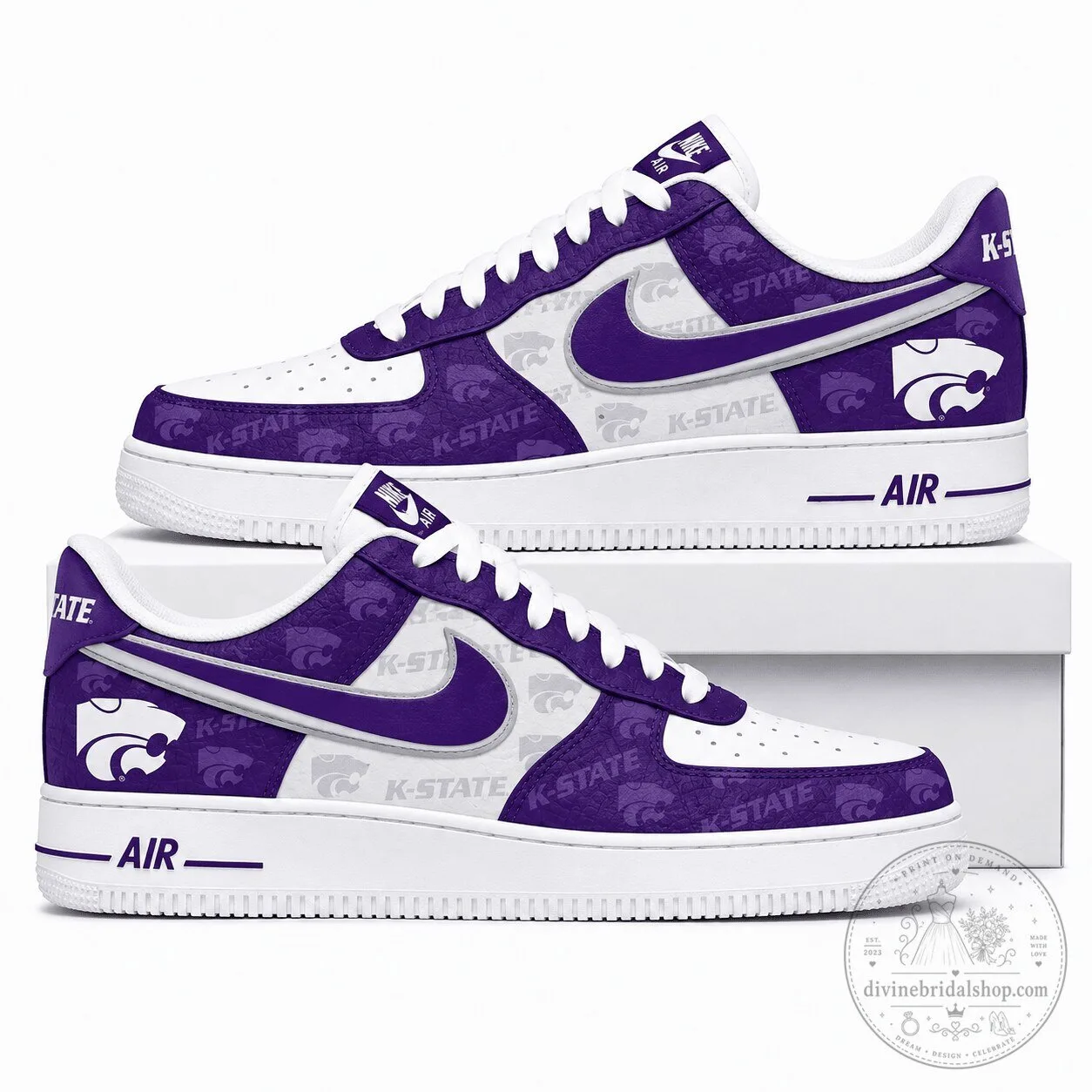 Kansas State Wildcats College Football Team AF1 Style Sneakers for Fans