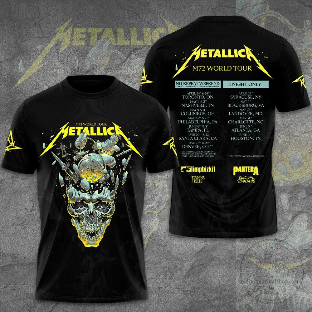 Metallica M72 World Tour 2023 Concert Skull Graphic T-Shirt
