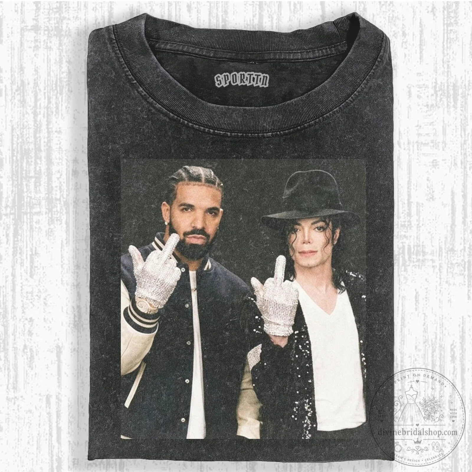 Drake and Michael Jackson Middle Finger Pose T-Shirt