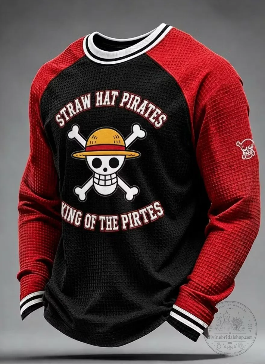 One Piece Straw Hat Pirates King of the Pirates Waffle Knit Long-Sleeve Shirt