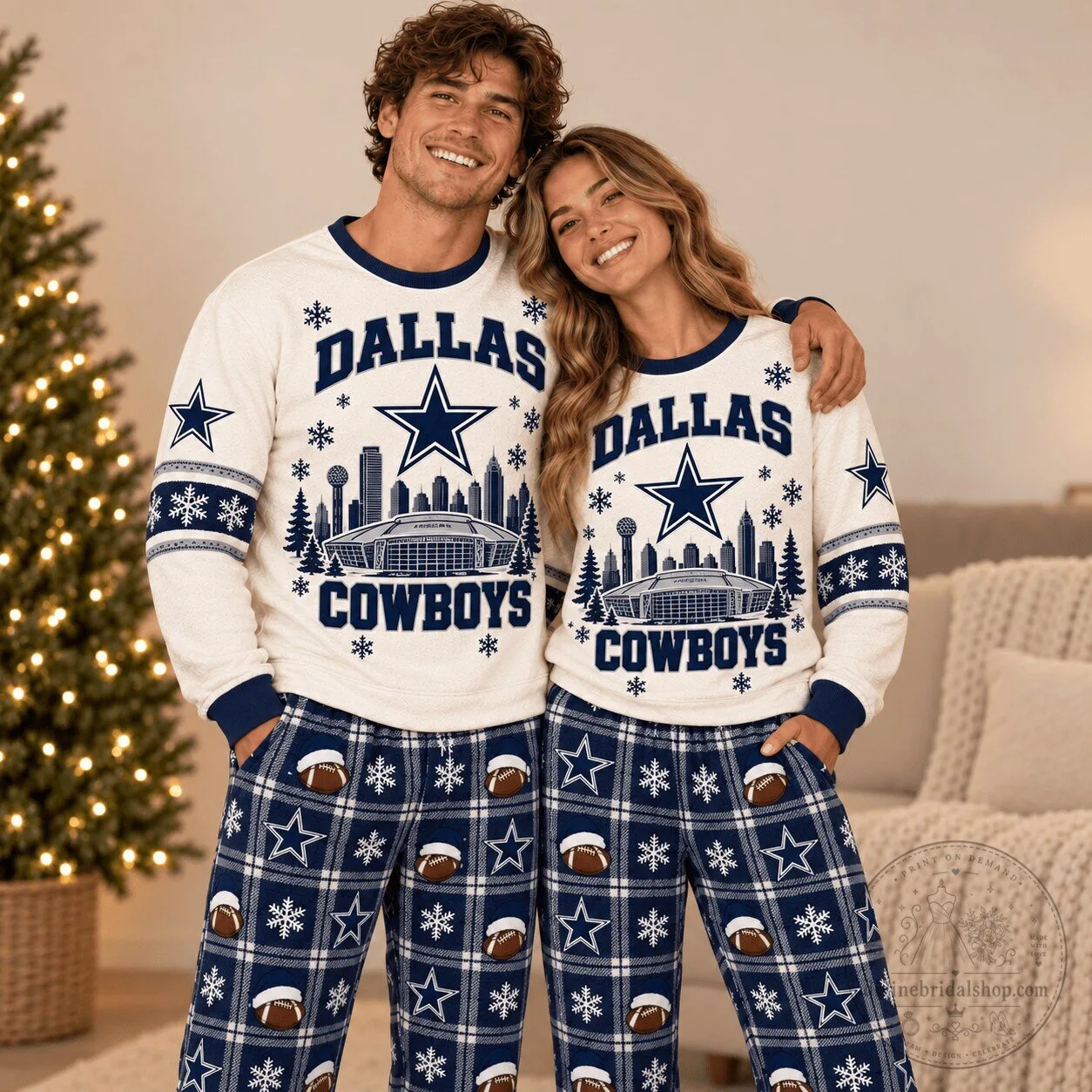 Dallas Cowboys Christmas Holiday Matching Family Pajamas Set