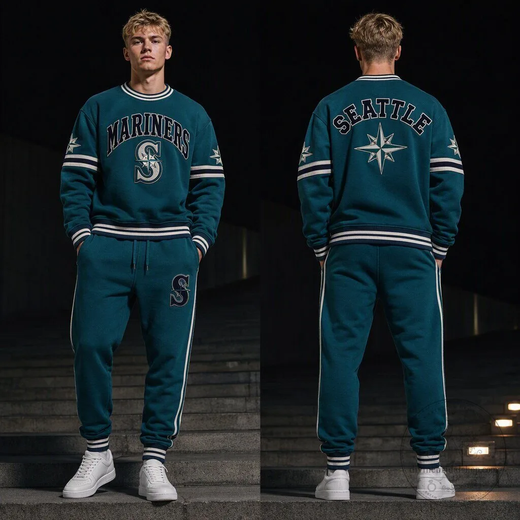 Seattle Mariners Major League Baseball Team Logo Crewneck Sweatshirt
