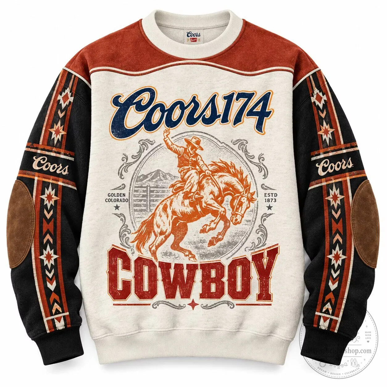 Coors Golden Colorado Cowboy Rodeo Western Style Crewneck Sweatshirt