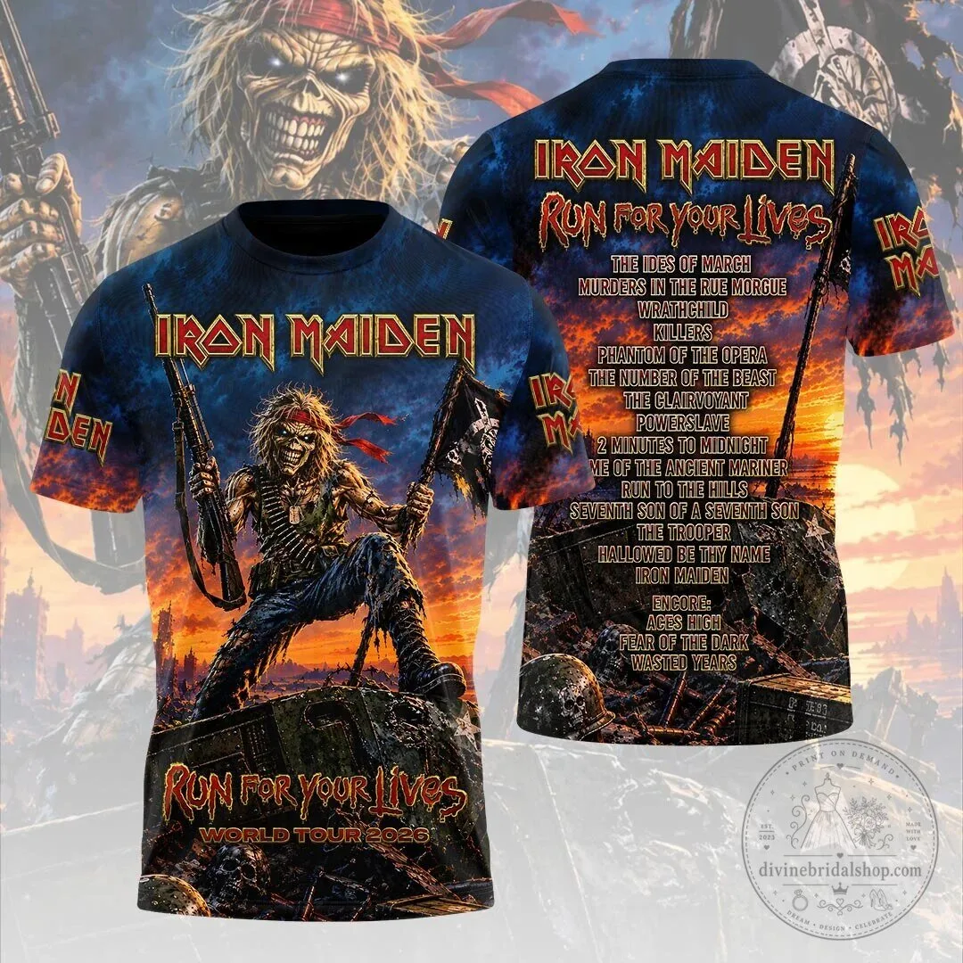 2026 Graphic T-Shirt for Iron Maiden's Run For Your Lives World Tour