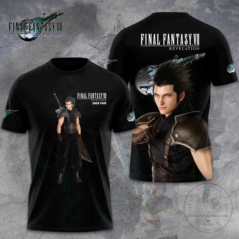 Final Fantasy VII Revelation Zack Fair Black Graphic T-Shirt