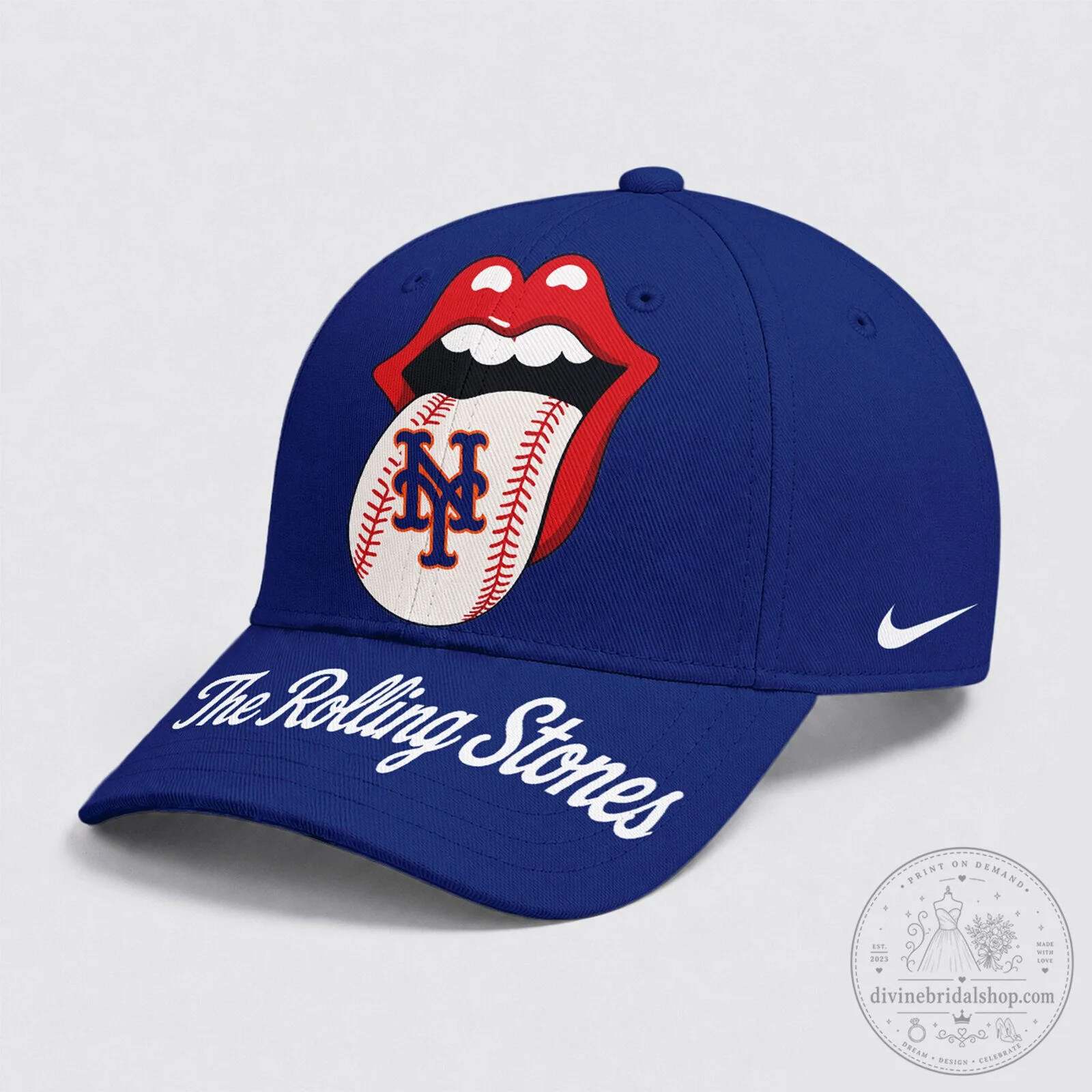 New York Mets Baseball The Rolling Stones Logo Embroidered Cap Hat