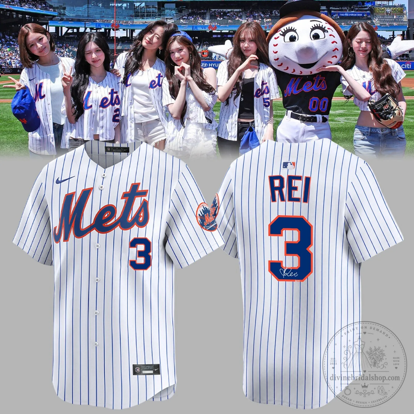 Limited Edition New York Mets x IVE Wonyoung Baseball Jersey