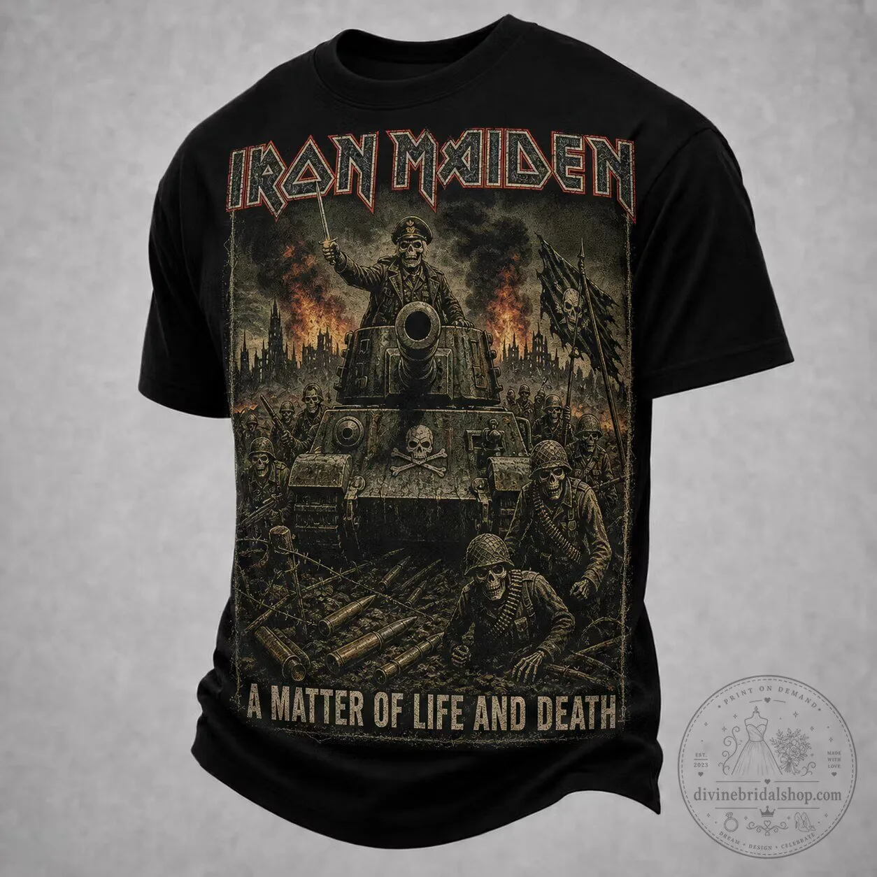Iron Maiden Rock Band Shirt - A Matter of Life and Death Album Art T-Shirt