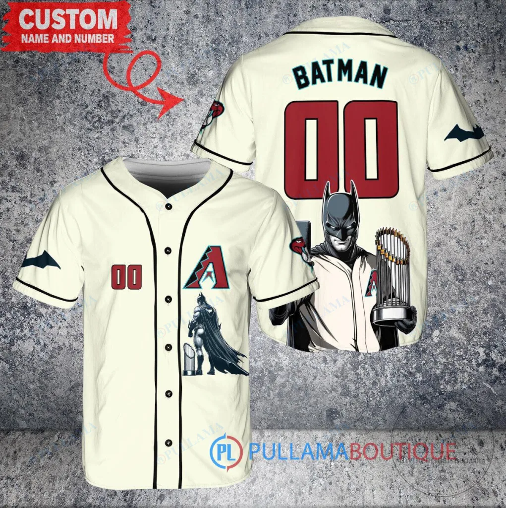 Batman Arizona Diamondbacks Baseball Jersey with World Series Trophy