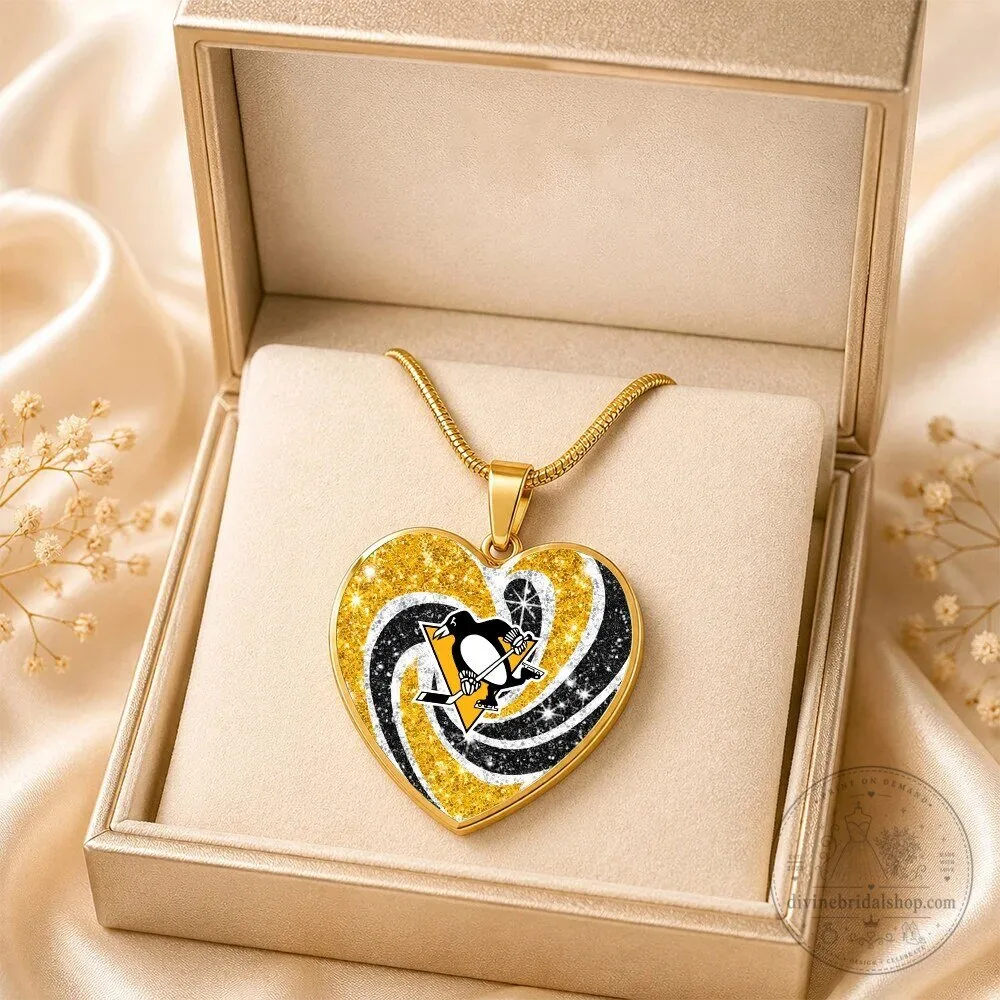 Pittsburgh Penguins National Hockey League Heart Pendant Necklace